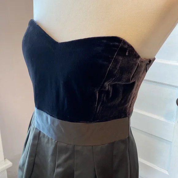 NWT Theory Chanesa Velvet & Silk Dark Brown Strapless Dress, Size 12 - Picture 11 of 17